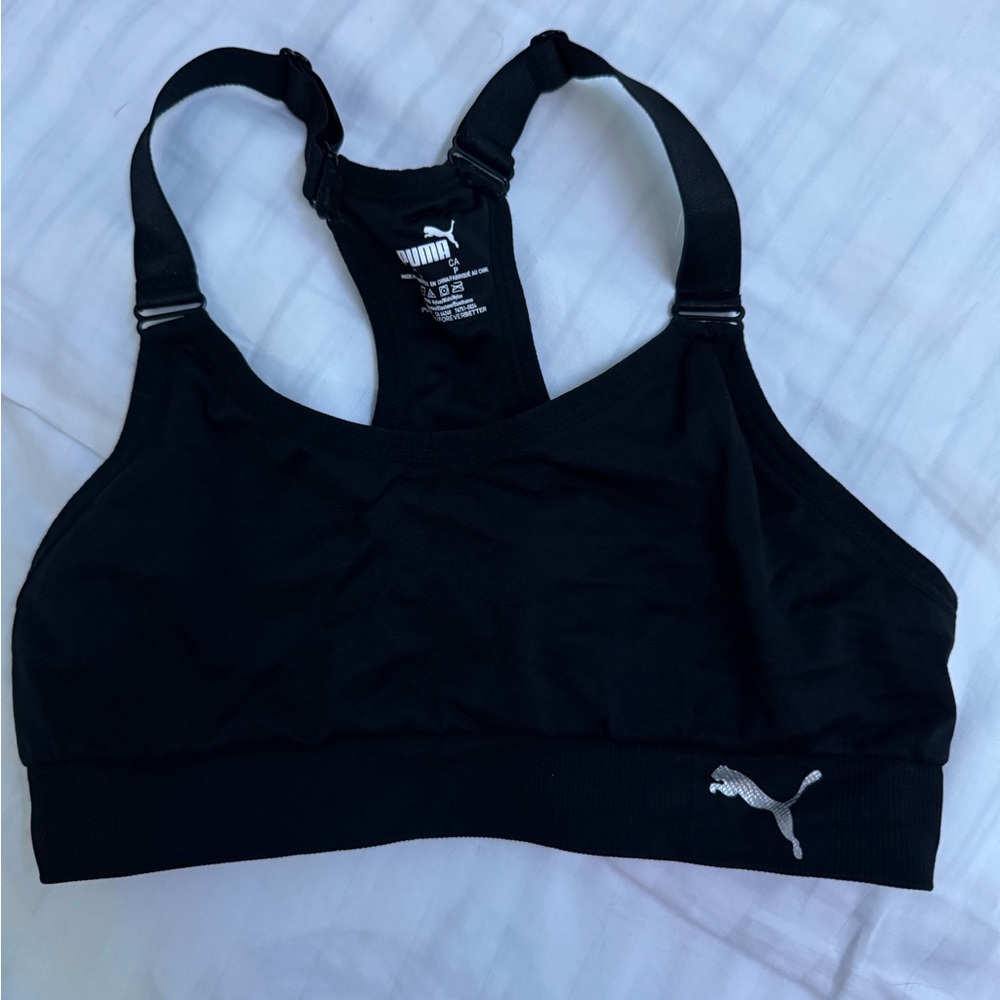 Puma Black Sports Bra with Racerback Design